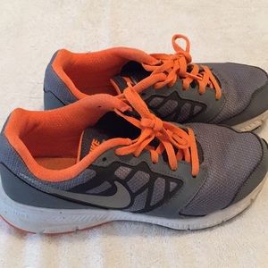 Nike boys 5.5 sneakers gray and orange